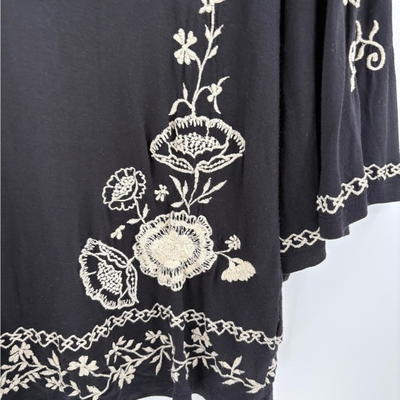 Y2K Boho Vintage Bell Long Sleeve Black Embroidered Dress Tunic Size Medium - Picture 5 of 15